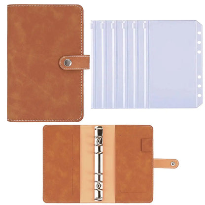 2024 Budget Binder A6 PU Leather Notebook Cash Envelopes System Set Clip-On Binder Pockets For Money Saving Bill Organizer Gifts