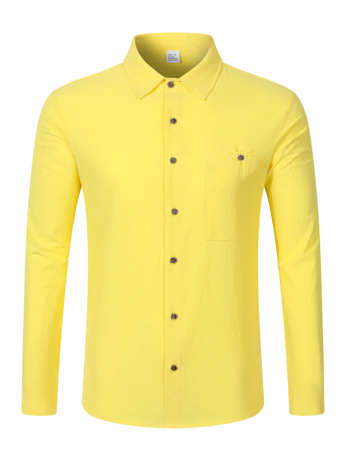 2025 Autumn New Men's Cotton and Hemp Long Sleeve Shirt Loose Casual with Pocket Collar Shirt
