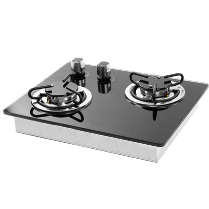 RV Gas Stove 2 Burners 1.8Kw Power Tempered Glass Panel Easy to Clean Gas Cook Top for Boat Caravan Camper