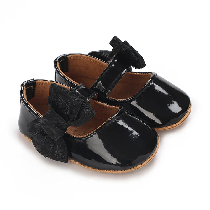 2025Black Fashion Newborn Party Princess Shoes  Boys And Girls' First Step Walking Shoes Rubber Soled Anti Slip Baby Shoes 0-18M