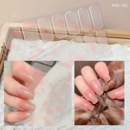 1PC Gel Nail Sticker Patch Slider Flower Gradient Color Back Glue Full Cover Waterproof Gel Nail Sticker UV Lamp Curing Manicur