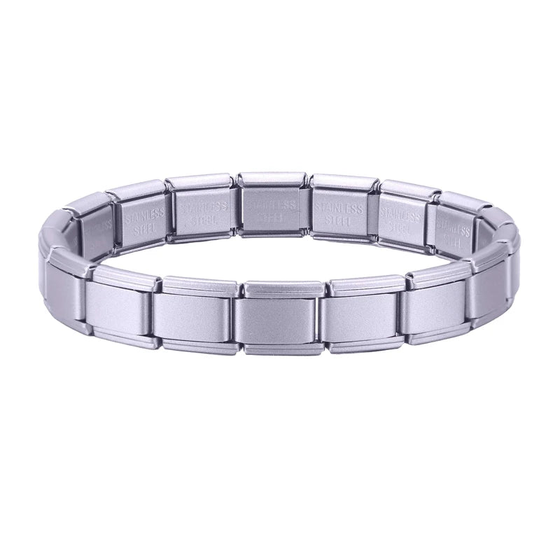 New Women's Men's Jewelry DIY 9MM Width Italian Elastic Charm Bracelet Solid Color Stainless Steel Fashion Bangle