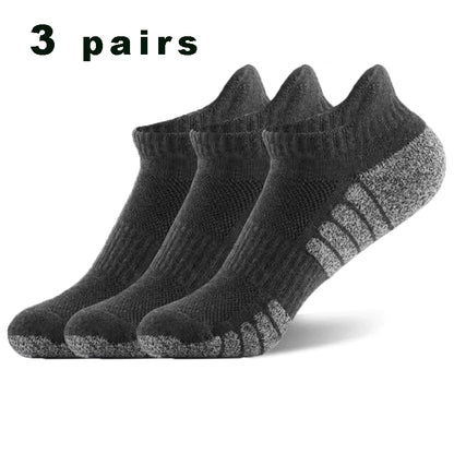 3 Pairs Professional Running Sports Fitness Ankle Socks Men's Towel Socks Outdoor Sports Short Socks Men And Women Socks GIFRS