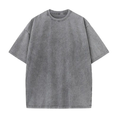 Cotton Short Sleeved T-shirt Summer Round Neck Loose and Base Shirt for Men Women Basic Tee