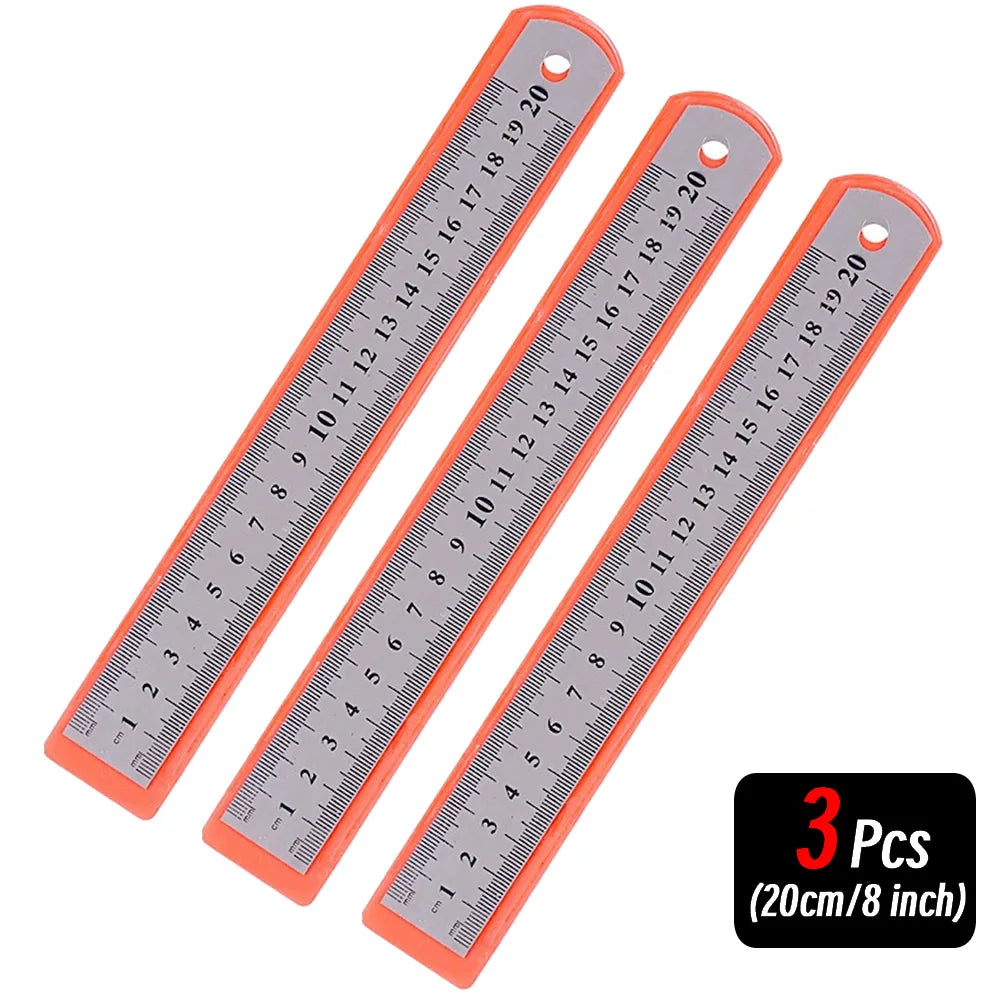10P 15-30cm Stainless Steel Metal Straight Ruler Precision Double Sided Precision Measuring Tool Scale Metric Ruler Accessories