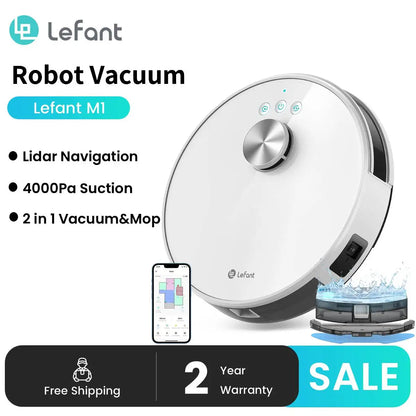 Lefant M1 LDS Robot Vacuum Cleaner with Multi Plane Mapping, 4000Pa Suction,Schedule, App/Alexa Control, for Pet Hair
