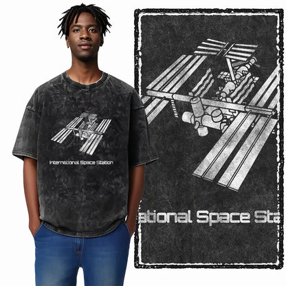 SA ASTRONAUT SPACE THEMES Printed Cotton Acid Washed Graphic Unisex T Shirt Cool Streetwear Men Tshirts Big Size Tee for men