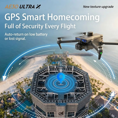 AE30 Ultra GPS Drone 4K Profesional HD Camera 3-Axis Gimbal Brushles Airdrop RC Quadcopter 5.5inch Screen Control Fishing Drones