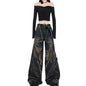 Women Black Gothic Cargo Jeans Harajuku Y2k Japanese 2000s Style Aesthetic Emo Denim Trousers Jean Pants Vintage Trashy Clothes