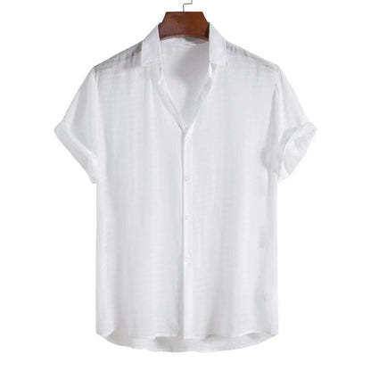 100% Cotton Linen Shirt Men Summer Short Sleeve Male T-shirts Breathable Tops Tee White Clothing Casual Fashion Shirts For Men