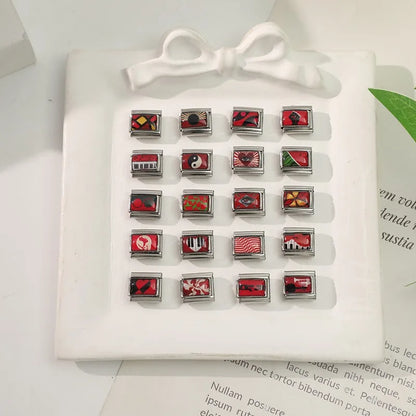 Wholesale Fashion Personalized DIY Red Color Italian Charm Bracelet Watermelon Tomato Bead 9mm Bracelet Stainless Steel Jewelrys