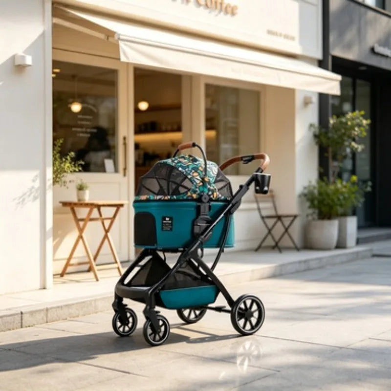 2026 New Dog Stroller Lightweight Foldable Separable Pet Cart, 21.5cm Large Wheel Safe Box for Cat Dog Outdoor Travel 강아지 유모차