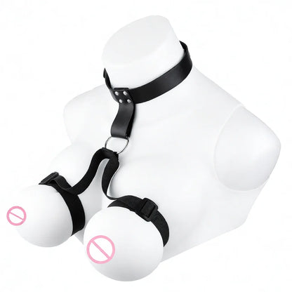 QKKQ PU Leather And Webbing Erotic Bra Chest Harness Belt Breast Teating Chest Binder BDSM Sex Toys For Women Erotic Accessories