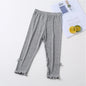 Summer 2026 kids Cropped Leggings Baby Girls Vintage Stripes Elastic Slim Lace cuffs Pants Leggings High Waist Girls Clothing
