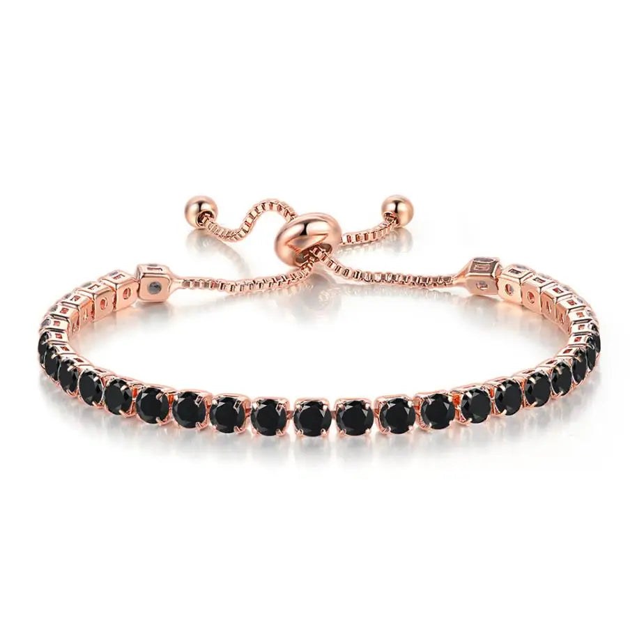 Adjustable Colorful Birthstone Tennis Bracelets for Women 4MM Crystal Bangle Female Hand Chain Trend Jewelry Accessories H133