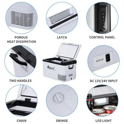 Alpicool K25 25L Compressor Car Fridge Freezer, DC 12v Camping Refrigerator, Portable Mini Cool Box for TruckCampervanRVBoat,