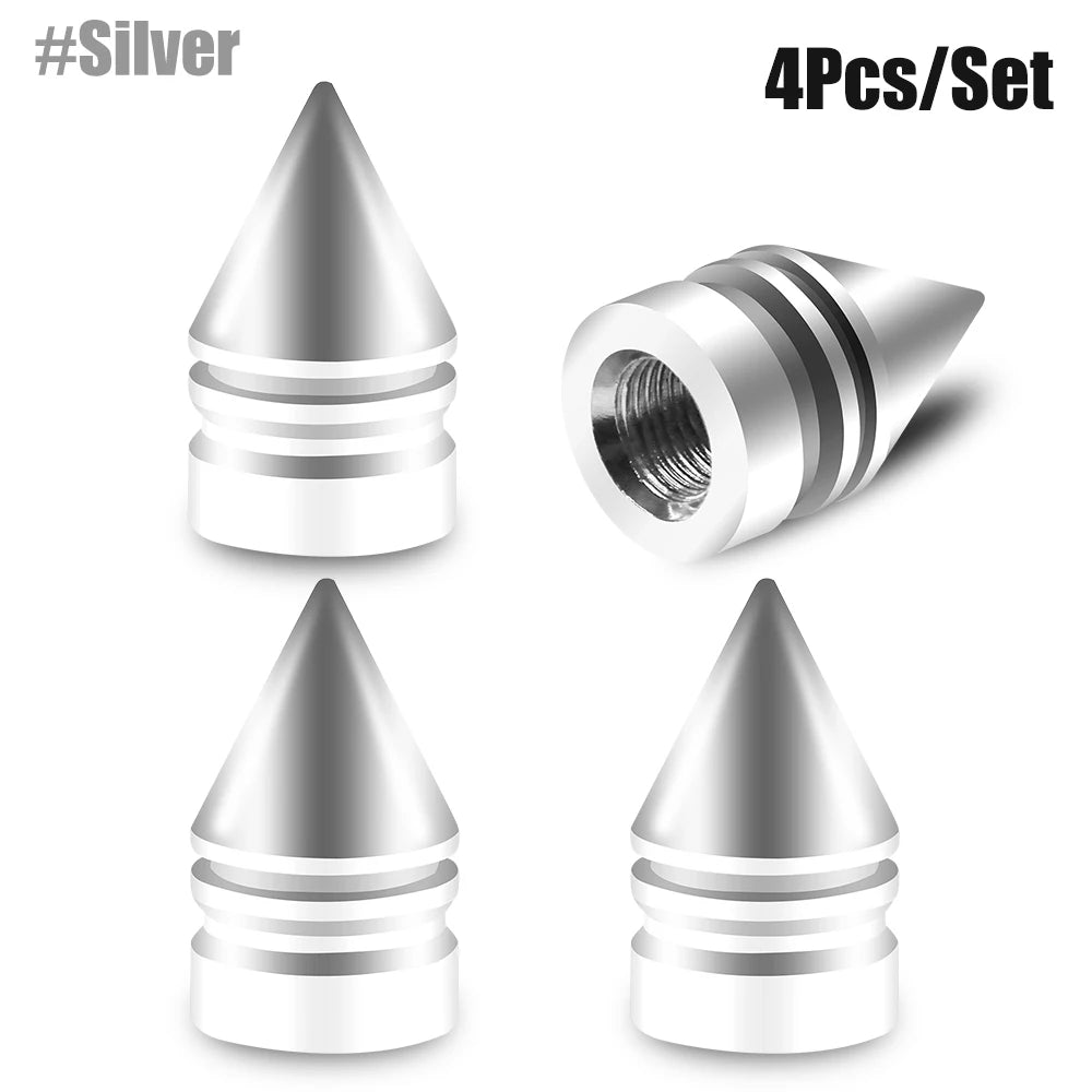 4pcs Car Tire Valve Cap Grenade Aluminum Tyre Valve Stem Cover Air Dust Cap Tire Valve Truck Bike Wheel Rim Valve Stem Cap