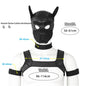 XL Large Size Puppy Cosplay Neoprene Fetish Hood Mask Kit with Chest Strap Collar Armband Sex Costumes for Bdsm Slave Role Play