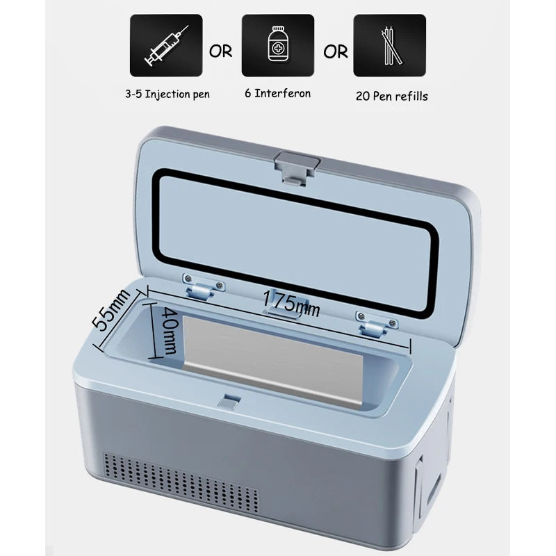 Portable Car Home Small Insulin Refrigeration Box Rechargeable Mini Fridge Cool Box Cooler for Drug Auxin Injection Pen Eye Drop