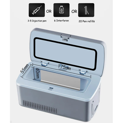 Portable Car Home Small Insulin Refrigeration Box Rechargeable Mini Fridge Cool Box Cooler for Drug Auxin Injection Pen Eye Drop