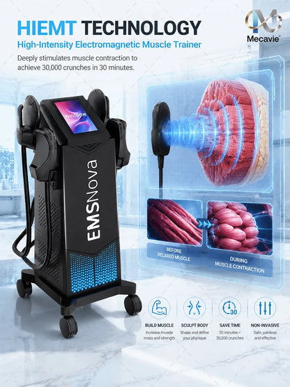 EMS 6500W HIEMT Sculpt 4Handles Non-invasive Fat Loss Muscle Build Butt Lift Skin Tighten Contour Machine 200HZ Peach Butt