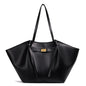 Fashion Large Capacity Trapeze Women Shoulder Bags Designer Metal Lock Handbags High-Quality Pu Leather Big Tote Commute Bag