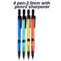 6Pcs/Set 2.0 Mm Automatic Pencil 4 Colors With Pencil Sharpener 2B Lead Writing Smooth Sketching Painting Writing Stationery