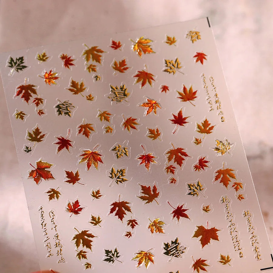 Retro Sunflower Nail Stickers Mixed Style 5D Bronzing Photo Frame Luxury Nail Art Decorations Decals Stickers Press On Nails DIY