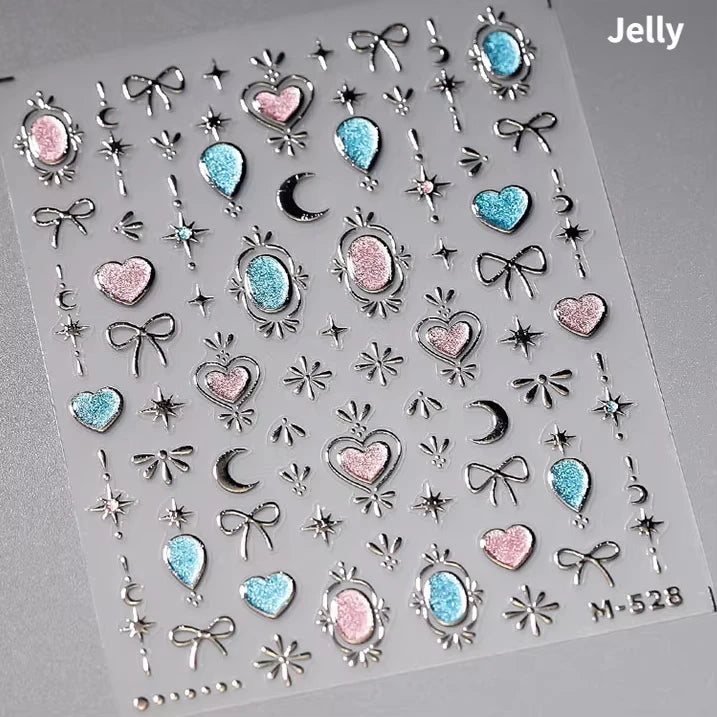 1PC 5D Korean Bronzing Nail Stickers Japanese Gold Silver Star Moon Luxury DIY Nail Art Decoration Decals Manicure Accessories