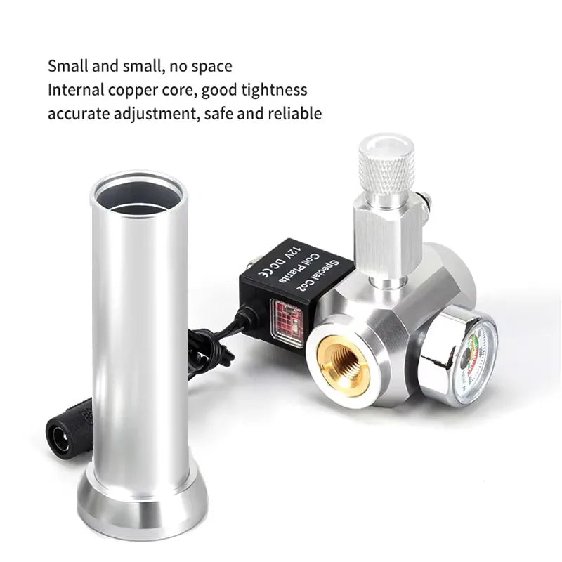 Aquarium CO2 Regulator Solenoid Valve Bubble Counter Small Gas Bottle 3-8UNF with Sleeve Fish Tank CO2 Pressure Reducing Valve