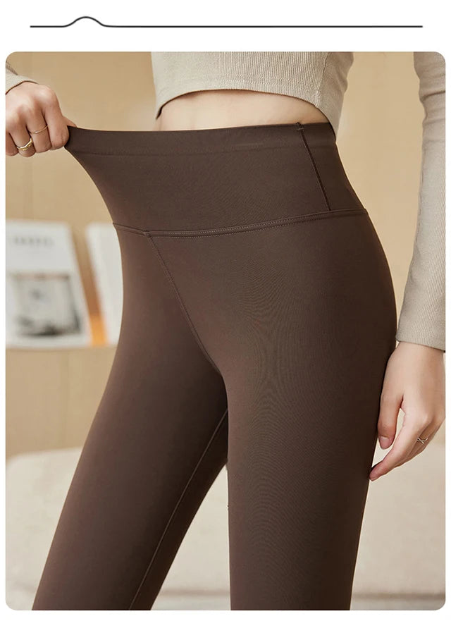 BIVIGAOS Spring Autumn Brushed Foot Tights Sharkskin Leggings Women's High Waist Elastic Tight-Fit Sexy Sports Yoga Leggings