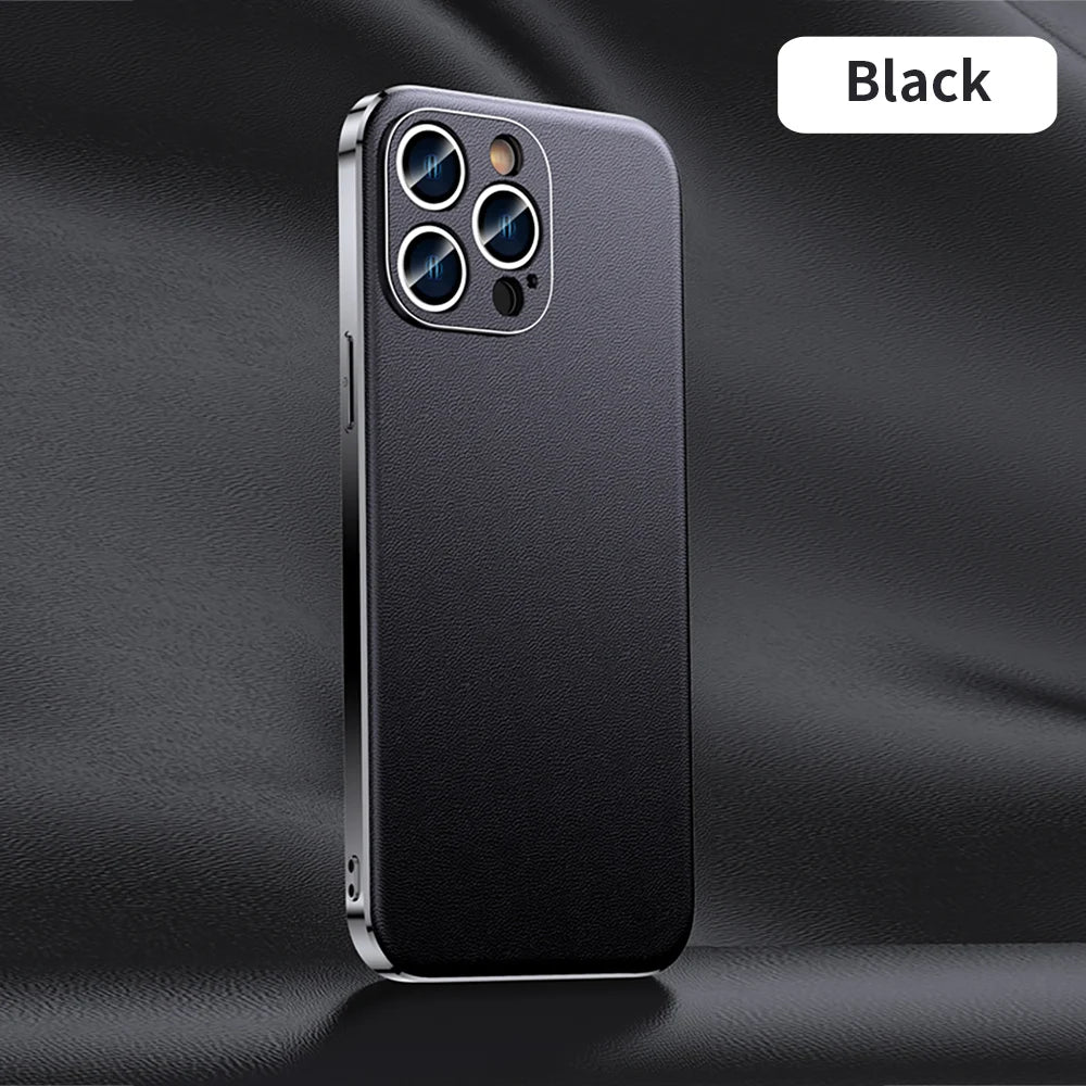 LANGSIDI Luxury Ultra Thin Shockproof Leather Case For iPhone 17 16 Pro Max 15 Plus 14 13 12 11 Air Lens Protective Cover
