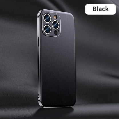 LANGSIDI Luxury Ultra Thin Shockproof Leather Case For iPhone 17 16 Pro Max 15 Plus 14 13 12 11 Air Lens Protective Cover