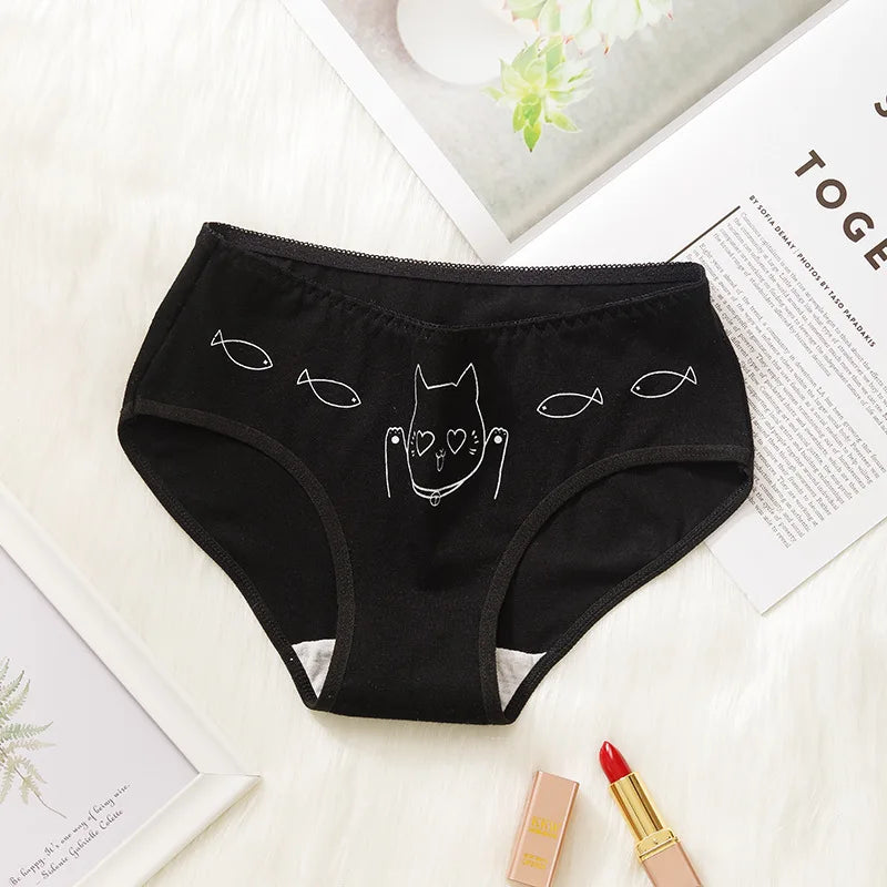 5Pcs/set Cotton Cartoon Cute Panties Girls' Short Underwear For Women Ladies Pantys Female Soft Underpants Sexy Lingerie M-XL