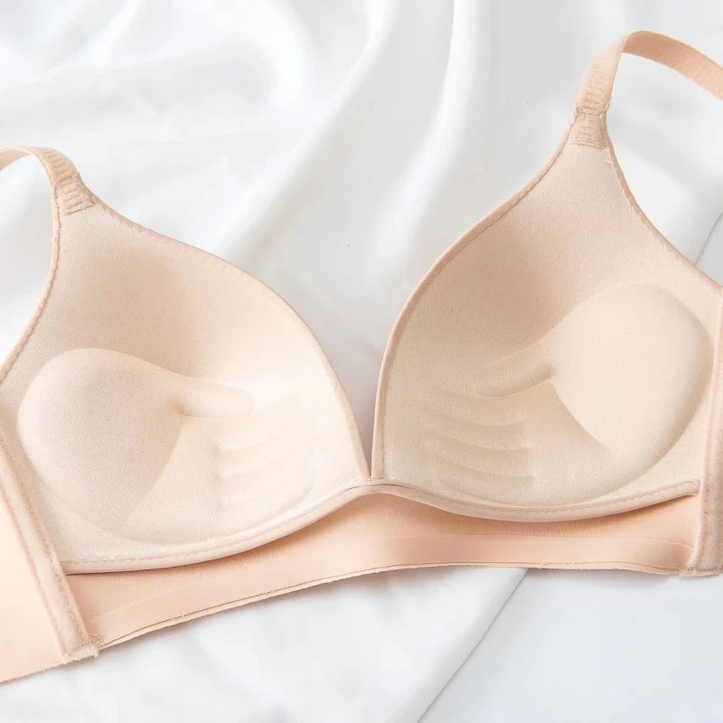 3Pcs/Set Seamless Bras For Women Non-wire Push-Up Bra Glossy Deep V Underwear Fixed 3/4 Cup Comfort Daily Wear Lingerie S-XXL