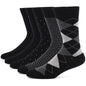 5 Pairs Mens Dress Socks Plus Large Size，High Quality Combed Cotton Crew Socks，Black Cool Argyle Breathable Casual Socks for Men