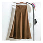 Botvotee Elegant Satin Long Skirt for Women Spring Summer 2025 Office Ladies Korean Style Loose Elastic Band Midi Skirts