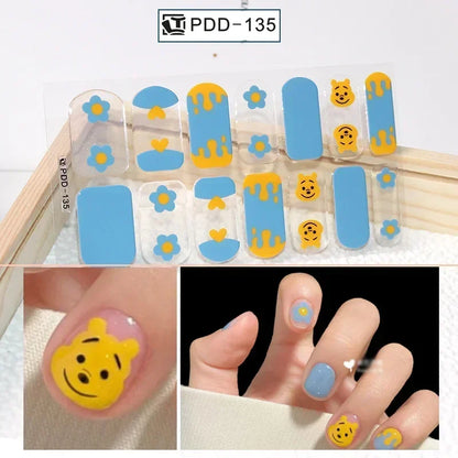 1PC Gel Nail Sticker Patch Slider Flower Gradient Color Back Glue Full Cover Waterproof Gel Nail Sticker UV Lamp Curing Manicur