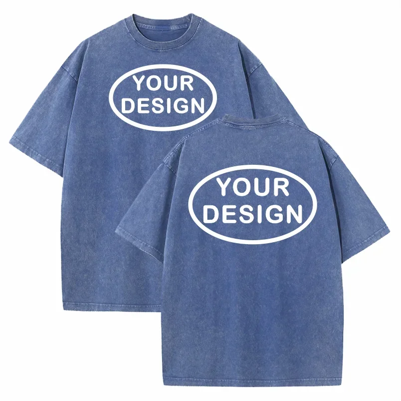 Custom T-shirt with Hip-hop Street Team Logo Men's 230G Pure Cotton, Loose Fit, High-temperature Printed Custom Top
