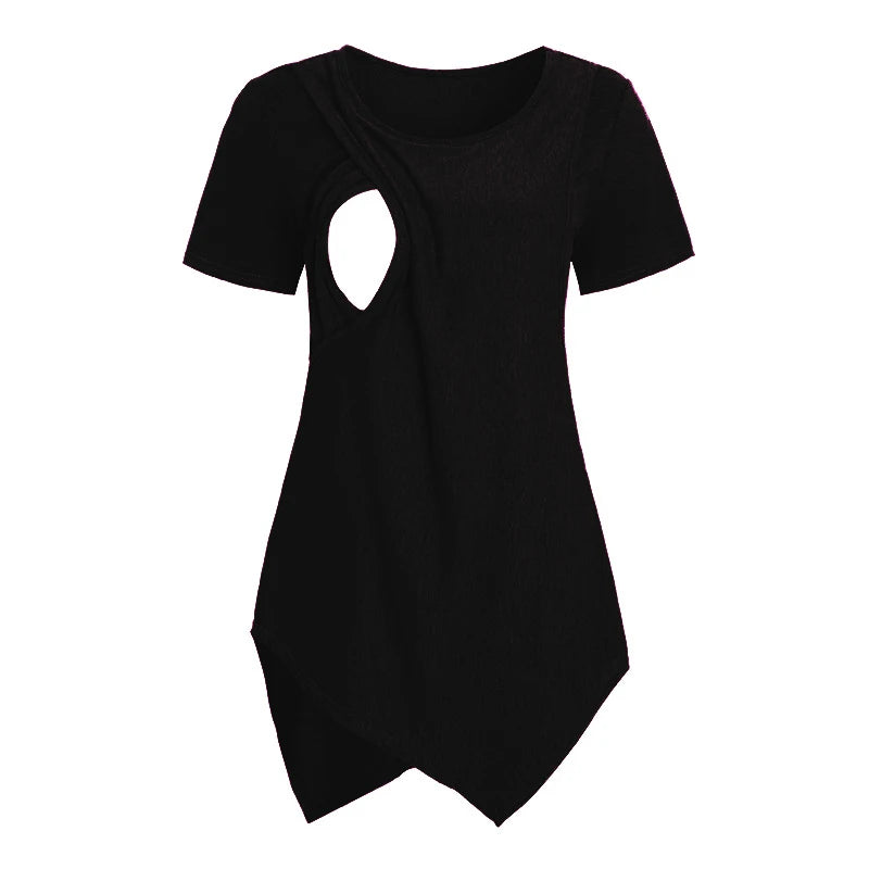 Women Blouse Maternity Casual Soft  Nursing Tops T-shirt Summer Short Sleeve Pregnant Clothes Nursing Breastfeeding