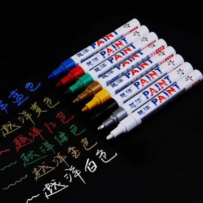 Car Paint Scratches Repair Brush Pen Waterproof Water Paint Marker Pen Car Tire Tread Care Automotive Black White Red Silver