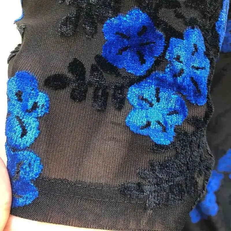Sexy Round Neck T Shirt Soft Velvet Slim Men Clothing Nightclub Short-sleeved Top Quality Transparent Floral T Shirt See Through
