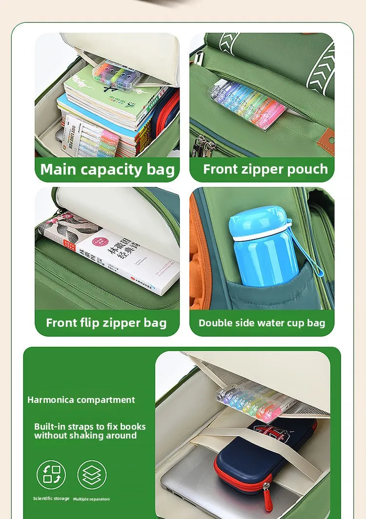 New Primary School Students' Backpacks for Boys and Girls Suitable for Grades 1-6 - 9 Large Capacity Children's School Bags