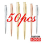 50 Pcs Metal Ballpoint Pen Rose Gold Pen Custom Logo School&office Supplies Stationery Business Gift Lettering Engraved Name