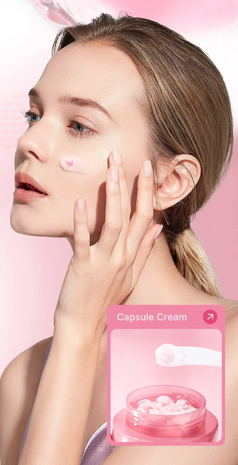 Korean PDRN Pink Collagen Capsule Cream with Niacinamide Cream for Uneven Skin Tone Lightweight Face Moisturizer Non Greasy care