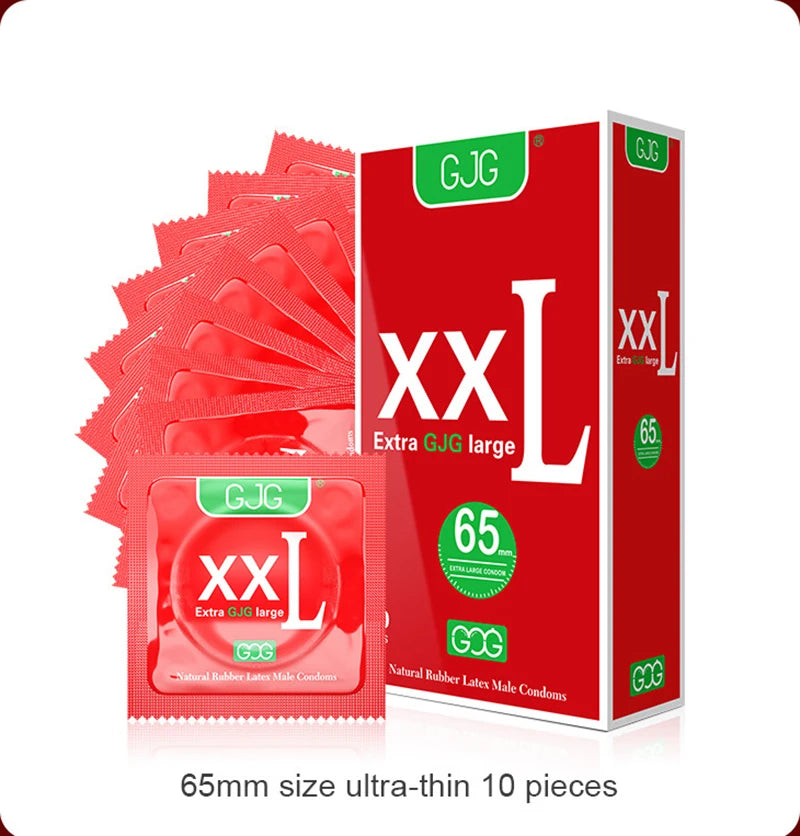 Extra Large Size 65mm Condoms Adults Toys For Men 10pcs XXL G-Spot Penis Sleeve Super Ultra Thin Smooth Condones Sex Products