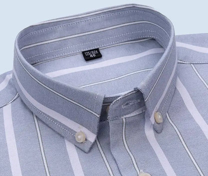 Men's Social Shirts Long Sleeve 100%Pure Cotton Oxford Buttoned Plaid Formal Male Casual Clothes Oversized Shirt Plus Size S-7XL