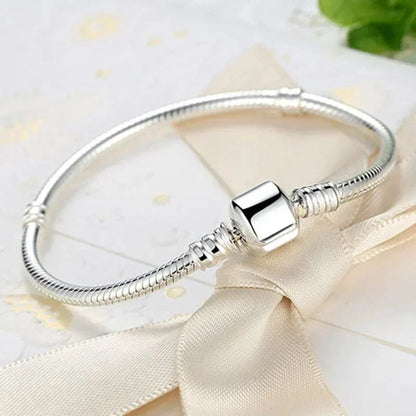 New 925 Sterling Silver Snake Chain DIY Charm Bracelet for Women Gift Jewelry with Bracelets for Women браслет серебряный