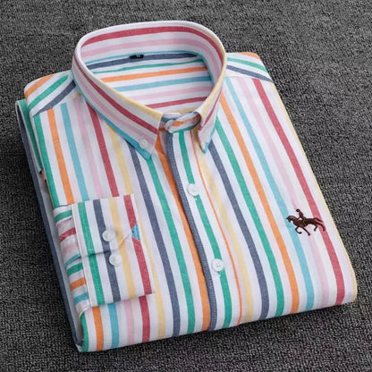 Large Size Full Men's Shirts 100% Pure Cotton Oxford Business Casual Shirt Soft Slim Fit Formal Plain Shirt Long Sleeve Clothes