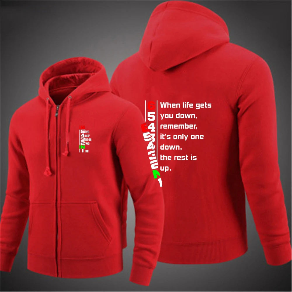 2025 Spring Autumn Men's Manual Transmission 1N23456 Motorcycle Logo Printed Popular Cardigan Classic Solid Color Hooded Hoodies